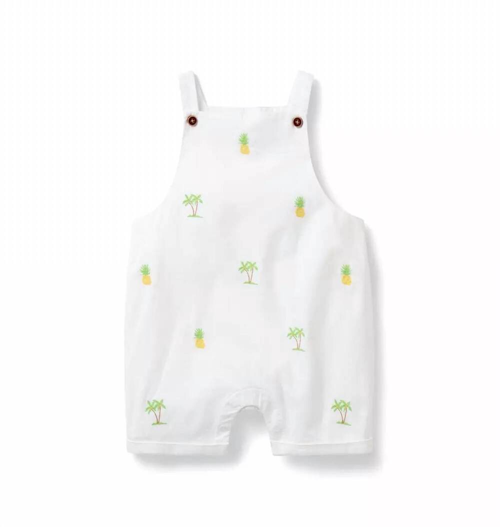 NEW JANIE AND JACK baby pineapple palm knot overall in white